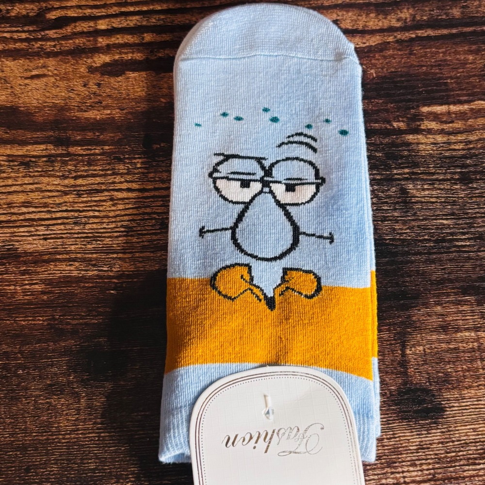 Nickelodeon Squidward Tentacles SpongeBob SquarePants Blue Novelty Crew Socks